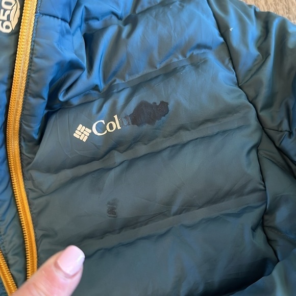 Columbia 650 down blue and yellow puffer jacket size small - Picture 2 of 10
